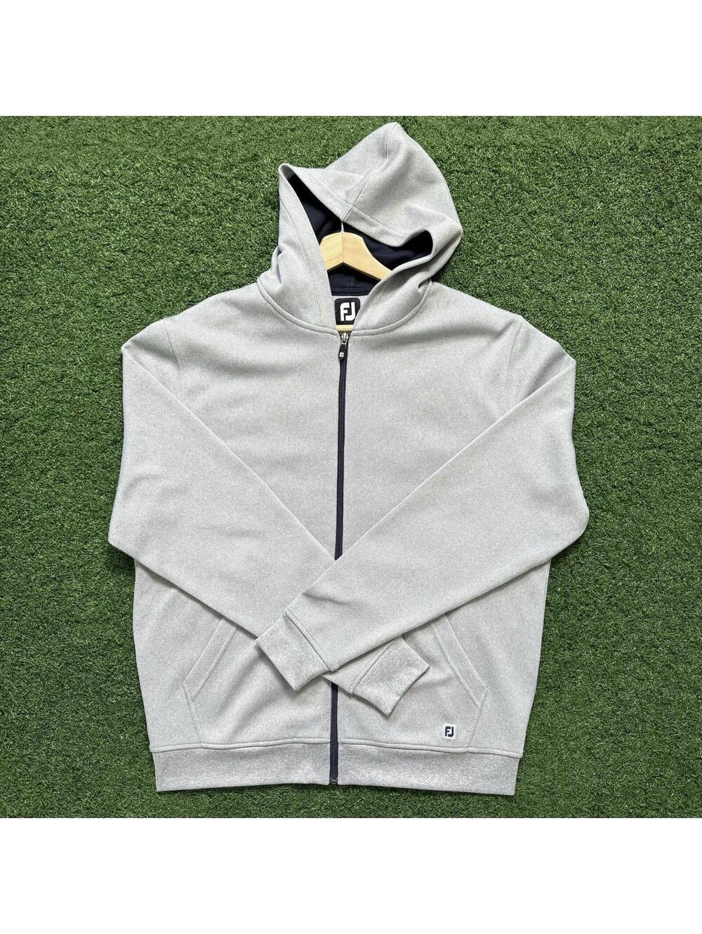 FootJoy Full Zip Hoodie Gray Golf Athletic Jacket Mens Large performance Minimal
